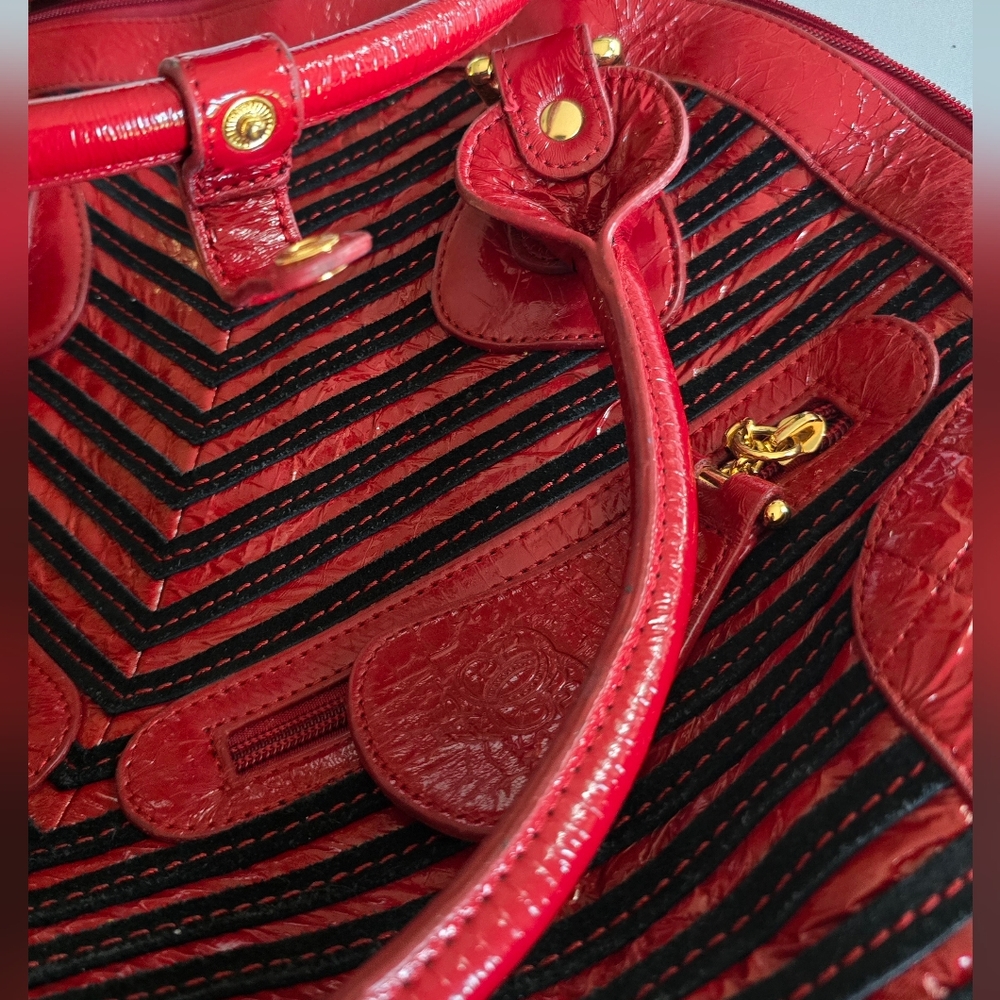 Sharif Original 1827 Designer Purse Red/Black Leather Shoulder Bag *Bonus Tote - Picture 9 of 14